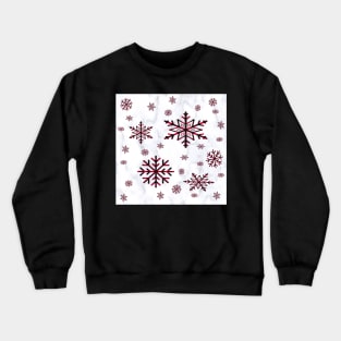 Winter Snowflake Design, Red & Black Plaid Snowflakes on White Background Winter Snow Crewneck Sweatshirt